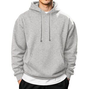 COOFANDY Men  Light Grey Pullover Long Sleeve Drawstring Gym Hoodies Sweatshirt